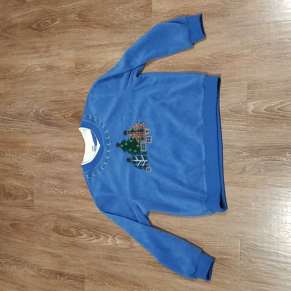 (L) Alia Festive Fleece Sweater Holiday Comfy Loungewear Soft Celebration
